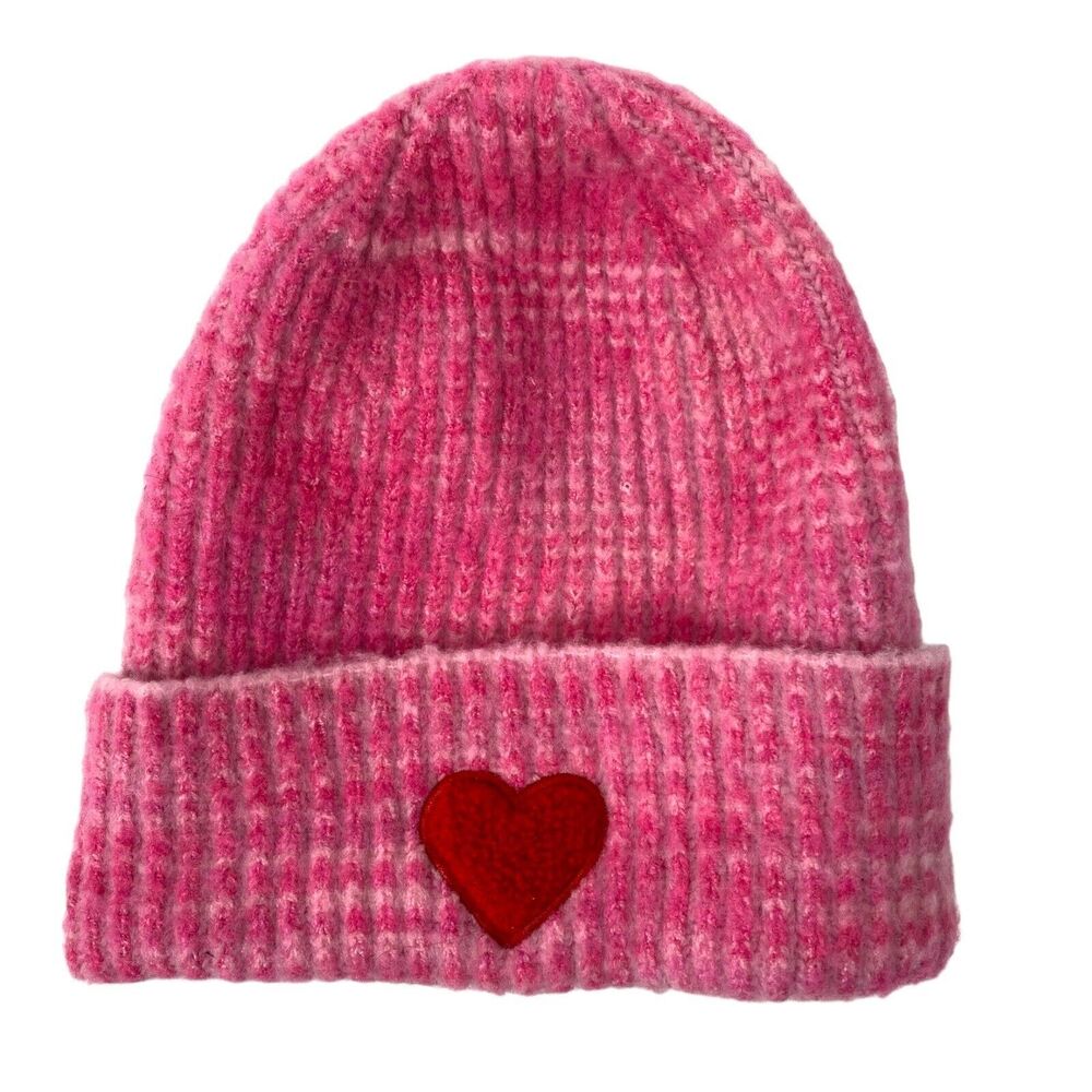 Pink Winter Hat With Red Heart Cuff Bennie Winter 599‎